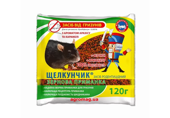 Фото 2 - Щелкунчик зерно від гризунів 120 г (червоний)