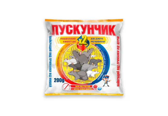 Фото 2 - ЛУСКУНЧИК тісто від гризунів 200г (фільтр-пакети)