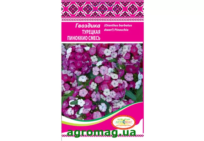 Фото 2 - Насіння квітів Гвоздика Турецька Піноккіо суміш 0,2 г (Агромаг)